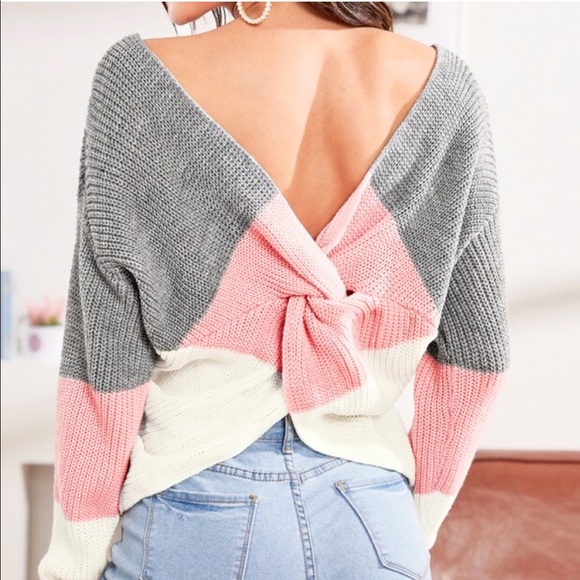 LAST 1! 5⭐️ Striped Colorblock Knot Sweater - Picture 3 of 7
